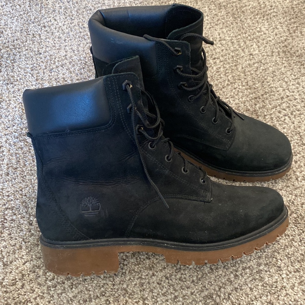 TIMBERLAND Black Premium 6-inch Waterproof Boots, Size 8.